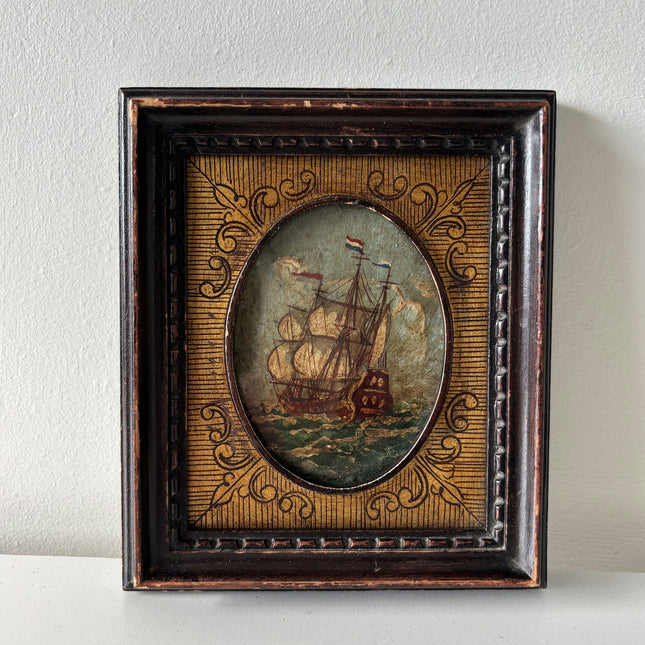 Refined Oil Painting Seascape "Sailing Ship" Intriguing Small Artwork Holland Art Shop