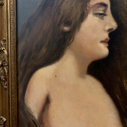 Antique Portrait Oil Painting "Young Woman" Traditional Artwork Holland Art Shop