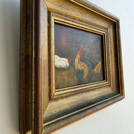 Elegant Animals Oil Painting "Rooster Group" Original Small Artwork Holland Art Shop