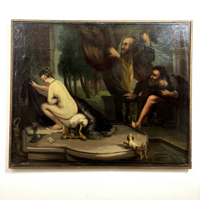 Vintage Figurative Oil Painting "Nude Woman" Handcrafted Large Artwork Holland Art Shop