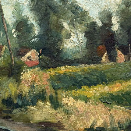 Elegant Landscape Oil Painting "Village Church" Traditional Small Art Holland Art Shop