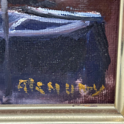 Refined Seascape Oil Painting "Docked Boat" Rustic Small Art Holland Art Shop
