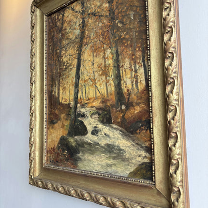 Vintage Landscape Oil Painting "Autumn Stream" Traditional Belgique Artwork Holland Art Shop
