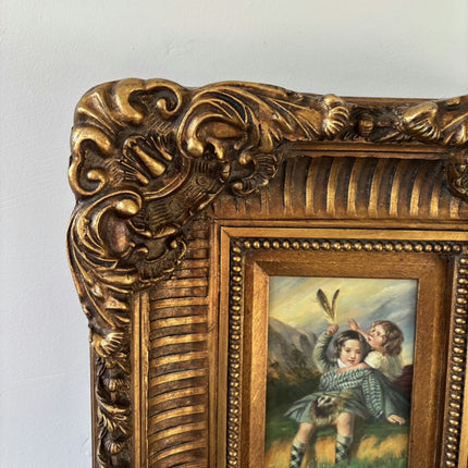 Marvelous Oil Painting Portrait "Childhood Playtime" Antique Medium Artwork Holland Art Shop