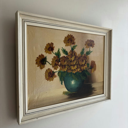 Detailed Floral Still Life Oil Painting "Green Vase" Expressive Artwork Holland Art Shop