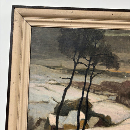19th Century Antique Winter Landscape Oil Painting "Snowy Hills" Large Art Holland Art Shop