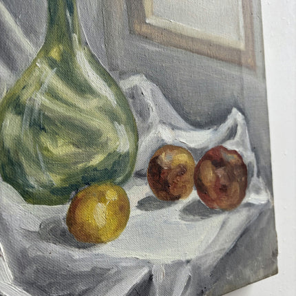Handcrafted Still Life Oil Painting "Green Bottle" Expressive Small Art Holland Art Shop