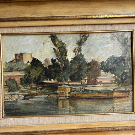 Vintage Harbor Scene Oil Painting "Golden Frame" Timeless Art Holland Art Shop