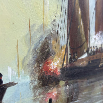 Elegant Harbor Scene Oil Painting "Sailing Ships" Classic Small Artwork Holland Art Shop