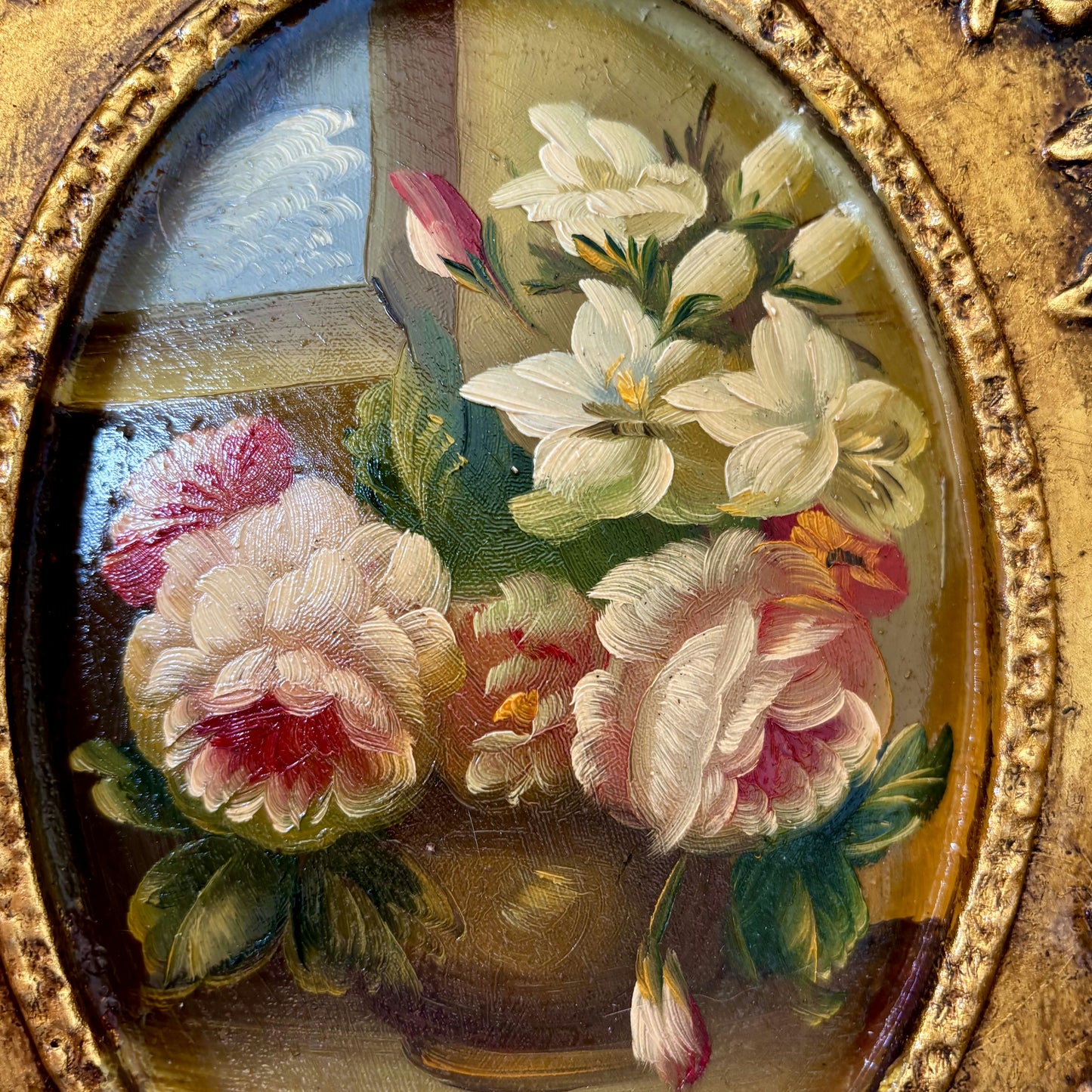 Traditional Flowery Still Life Oil Painting "Flower Vase" Fine Belgique Art