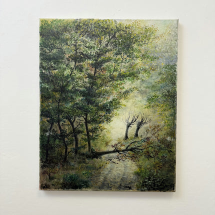 Rustic Landscape Oil Painting "Misty Trees" Handcrafted Art Holland Art Shop