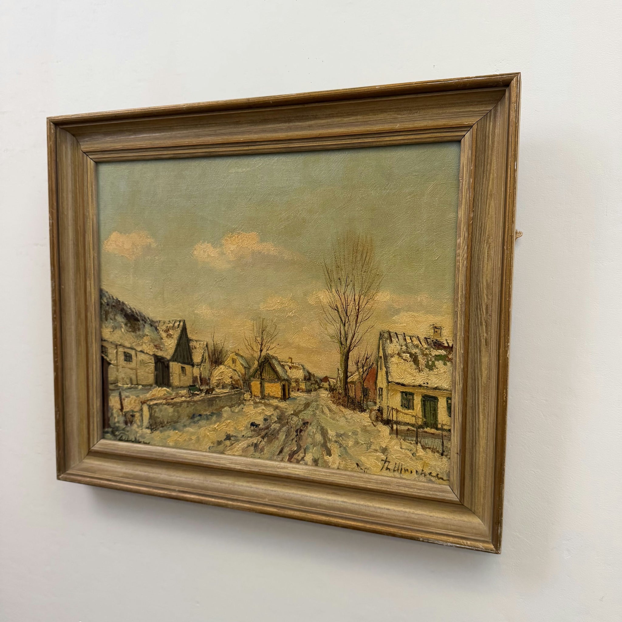 1905 Antique Winter Landscape Oil Painting 