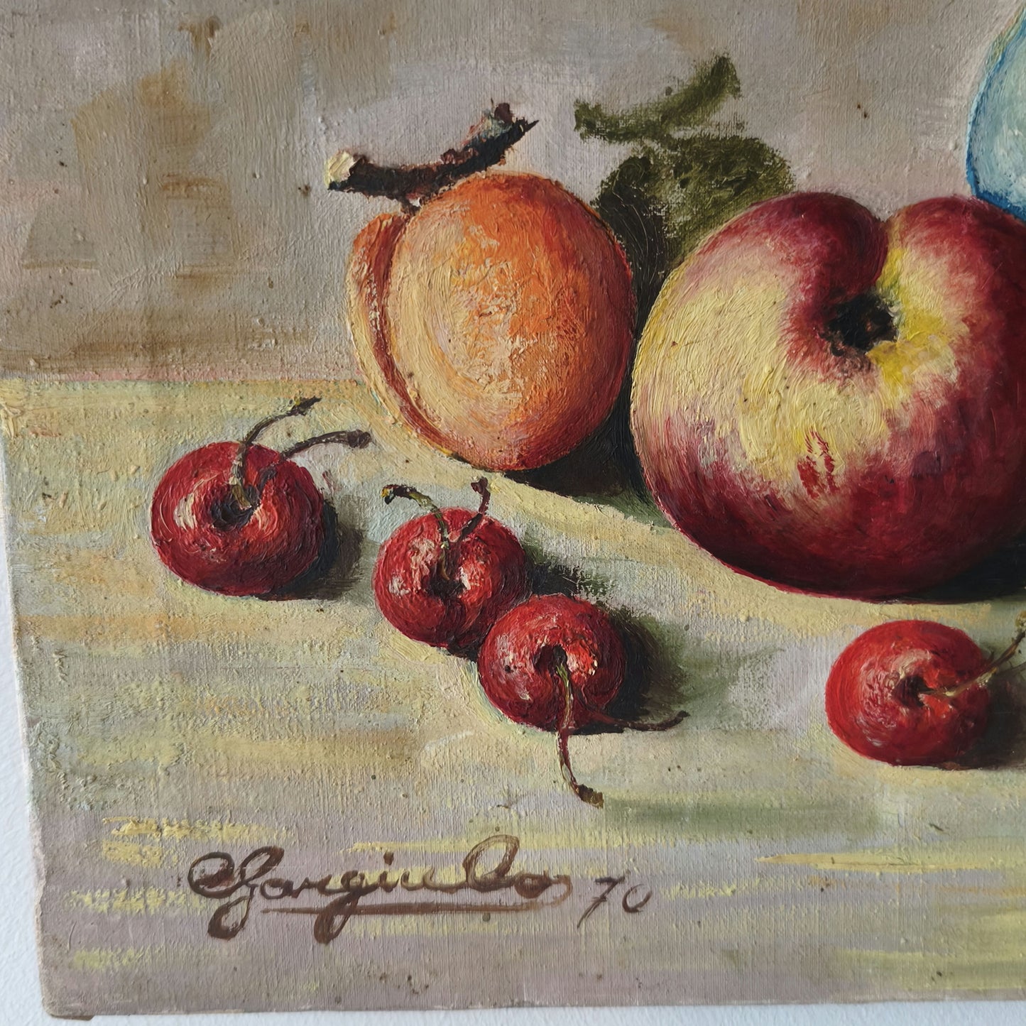 Vintage 'Fruits' Mid 20th Century Beautiful Urban Scene Oil Painting
