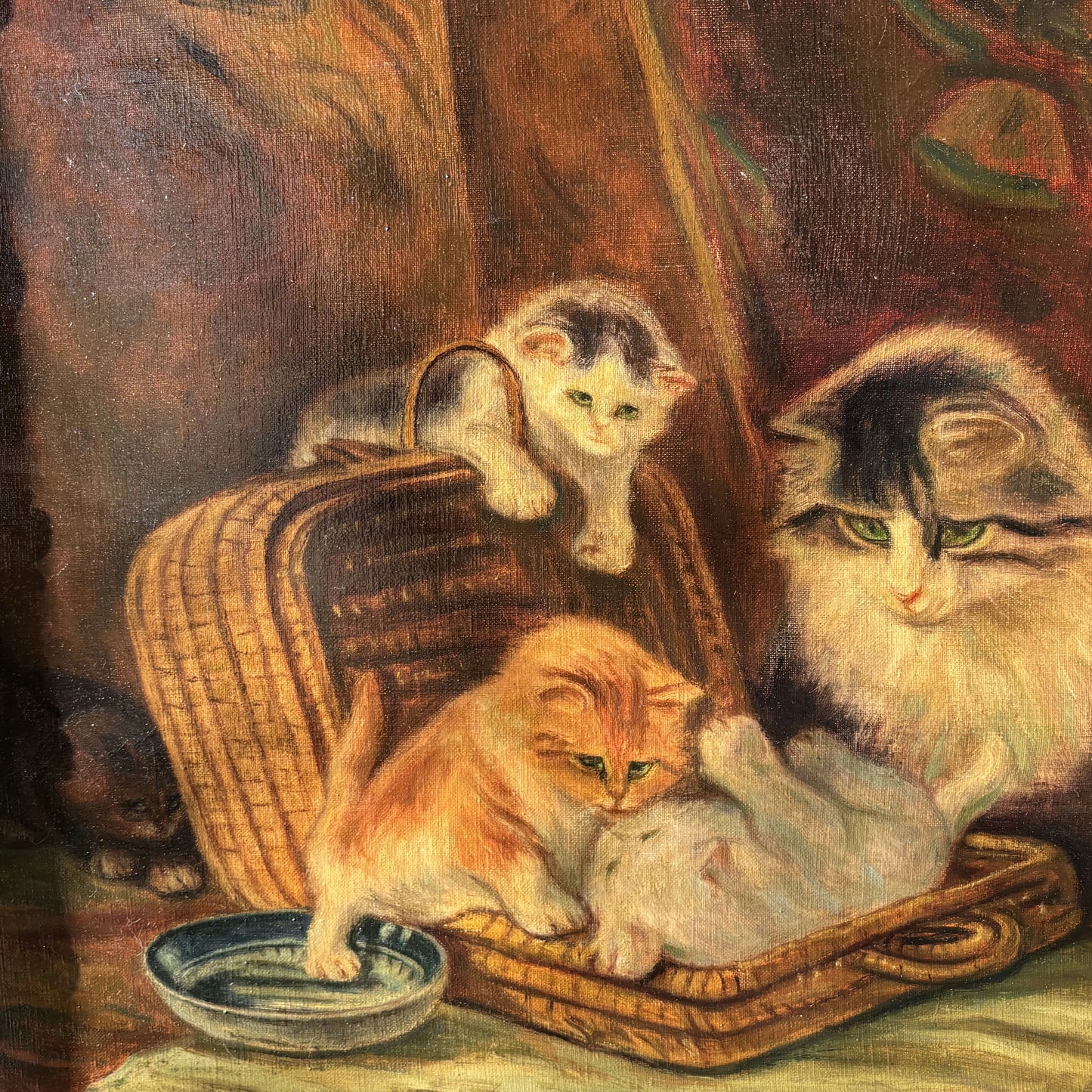 Remarkable Animals Oil Painting "Playful Kittens" Classic Large Artwork