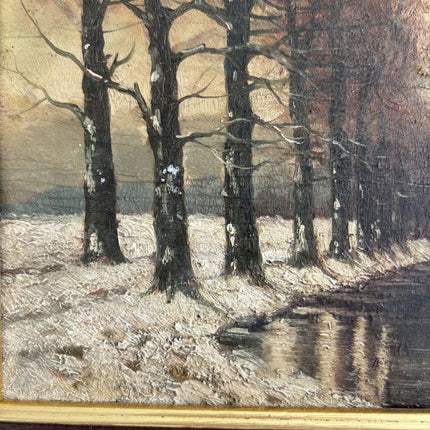 Detailed Winter Landscape Oil Painting "Row Of Trees" Classic Small Art Holland Art Shop