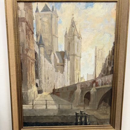 Traditional Cityscape Oil Painting "Stone Bridge" Rustic Large Art Holland Art Shop