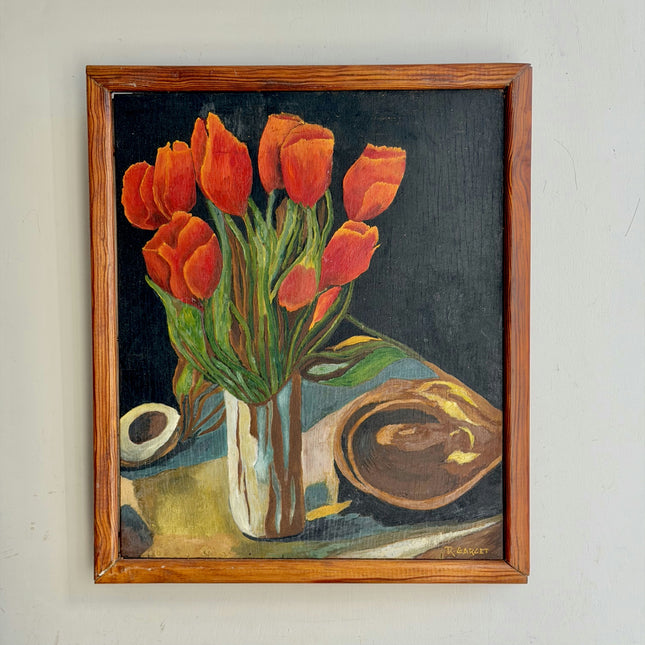 Elegant Still Life Oil Painting "Red Tulips" Original Art Holland Art Shop
