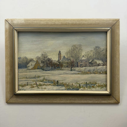 Traditional Winter Landscape Oil Painting "Snowy Village" Authentic Large Art Holland Art Shop