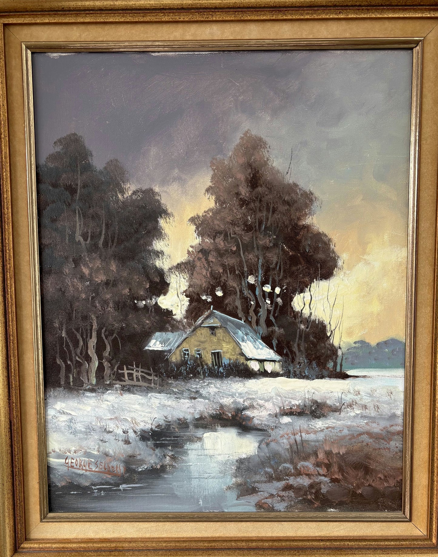 Refined Oil Painting Winter Landscape "Winter Trees" Figurative Large Artwork