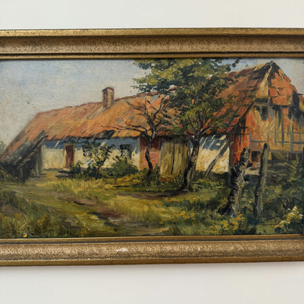 Antique Cityscape Oil Painting "Thatched Cottage" Traditional Art Holland Art Shop