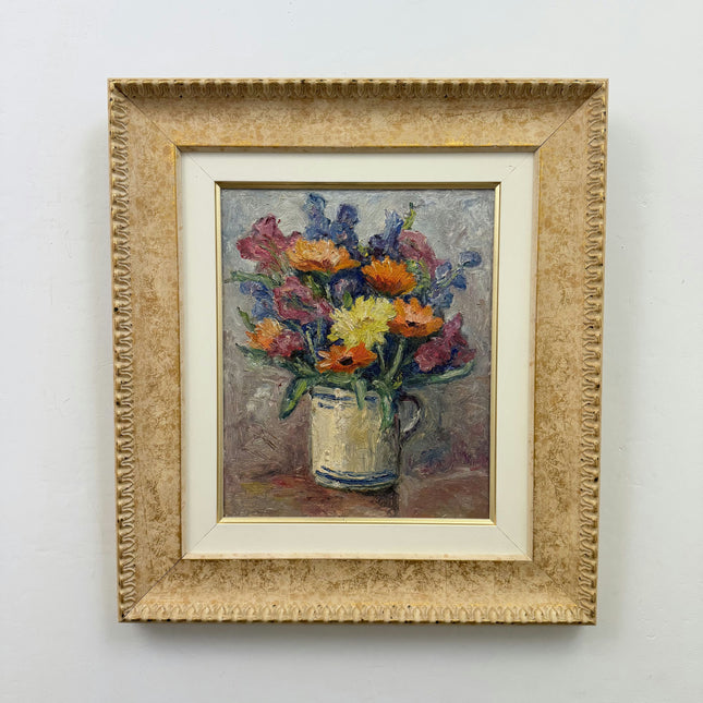 Rustic Floral Still Life Oil Painting "Flower Vase" Detailed Artwork Holland Art Shop