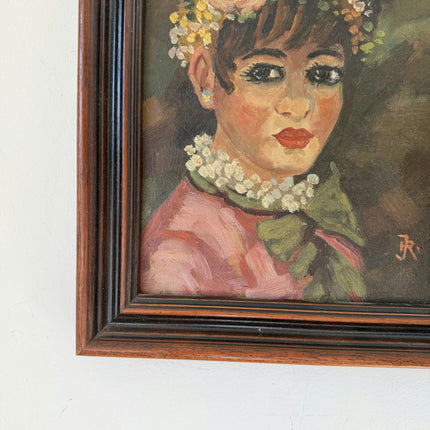Classic Oil Painting Portrait "Flower Crown Girl" Authentic Small Artwork Holland Art Shop