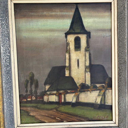Vintage Landscape Oil Painting "Church Tower" Elegant Art Holland Art Shop