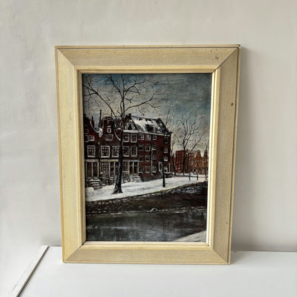 Elegant Cityscape Oil Painting "Snowy Houses" Authentic Art Holland Art Shop
