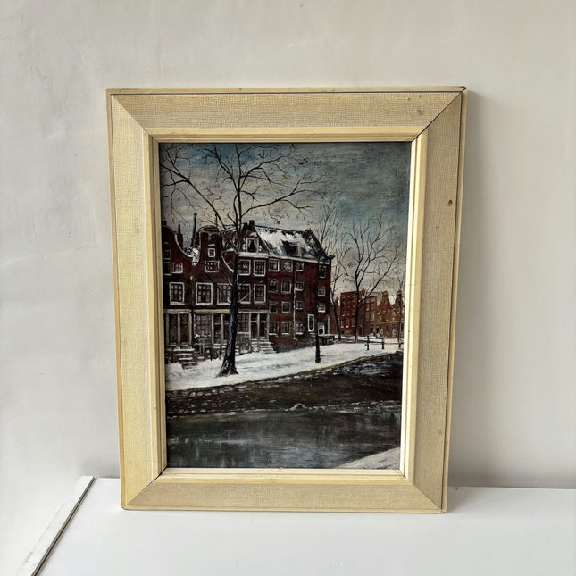 Elegant Cityscape Oil Painting "Snowy Houses" Authentic Art Holland Art Shop