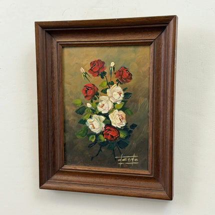 Original Floral Still Life Oil Painting "Red Roses" Handcrafted Small Artwork Holland Art Shop