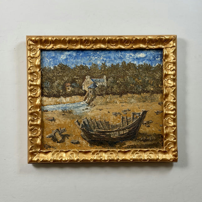 Timeless Landscape Oil Painting "Old Boat" Original Art Holland Art Shop