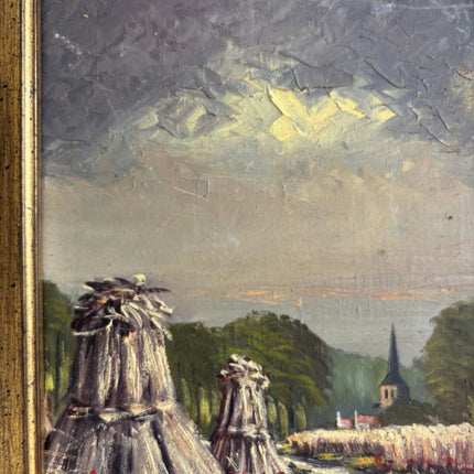 Traditional Landscape Oil Painting "Haystack Group" Detailed Small Art Holland Art Shop