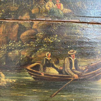 Traditional Landscape Oil Painting "Rowboat Couple" Handcrafted Art Holland Art Shop