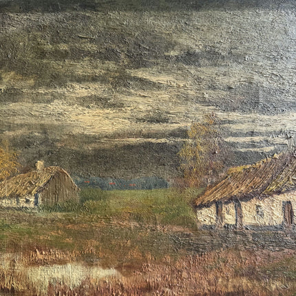 Vintage Farm Oil Painting "Thatched Cottage" Original Art Holland Art Shop