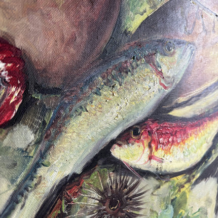 Original Still Life Oil Painting "Fresh Fish" Expressive Large Artwork Holland Art Shop