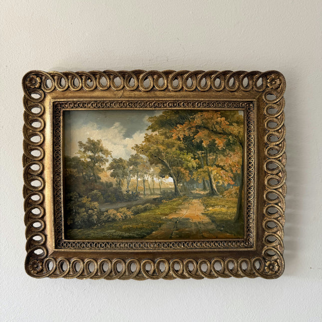 Vintage Oil Painting Landscape "Autumn Pathway" Refined Small Art Holland Art Shop
