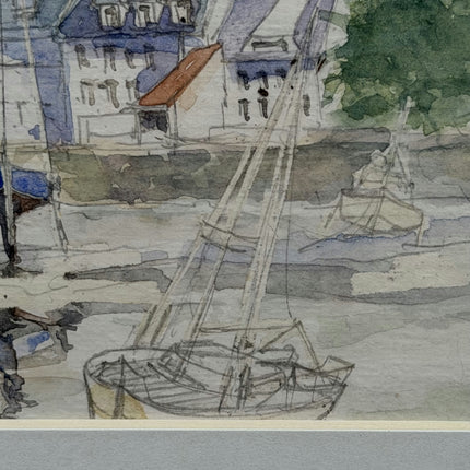 Expressive Harbor Scene Water Colour "Framed Painting" Detailed Small Artwork Holland Art Shop