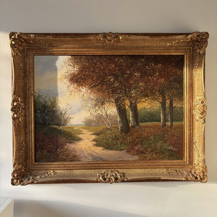 Figurative Landscape Oil Painting "Autumn Pathway" Classic Large Art - HollandArtShop