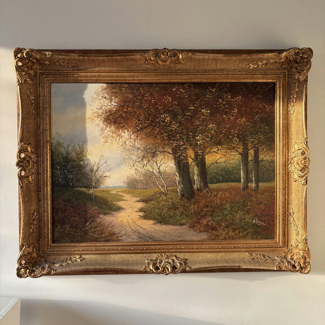 Figurative Landscape Oil Painting "Autumn Pathway" Classic Large Art - HollandArtShop