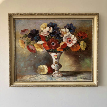 Figurative Oil Painting Floral Still Life "Floral Arrangement" Medium Art - HollandArtShop