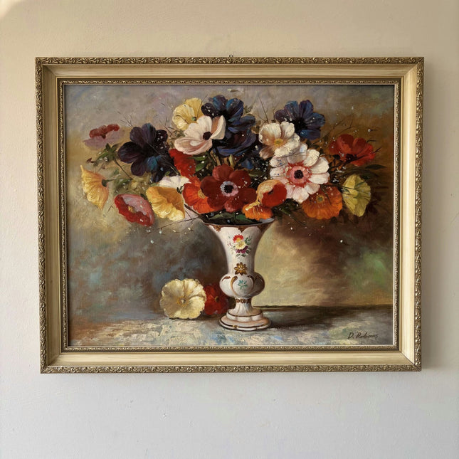 Figurative Oil Painting Floral Still Life "Floral Arrangement" Medium Art - HollandArtShop