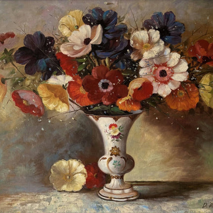 Figurative Oil Painting Floral Still Life "Floral Arrangement" Medium Art - HollandArtShop