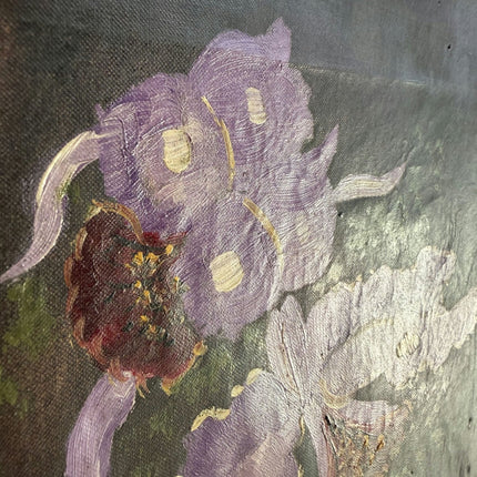 Figurative Oil Painting Flowery Still Life "Purple Orchid" Small Artwork - HollandArtShop