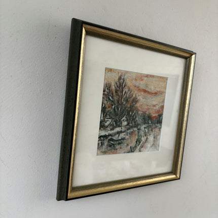 Figurative Oil Painting Landscape "Twilight Reflection" Marvelous Small Artwork - HollandArtShop