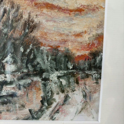 Figurative Oil Painting Landscape "Twilight Reflection" Marvelous Small Artwork - HollandArtShop