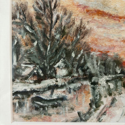 Figurative Oil Painting Landscape "Twilight Reflection" Marvelous Small Artwork - HollandArtShop