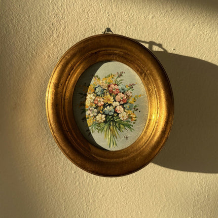 Fine Flowery Still Life Oil Painting "Flower Bouquet" Marvelous Small Artwork - HollandArtShop