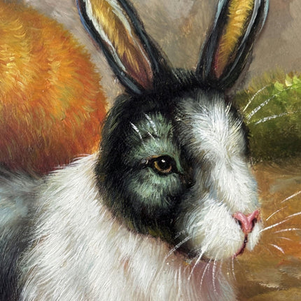 Fine Oil Painting Animals "Black Rabbit" Authentic Medium Artwork - HollandArtShop