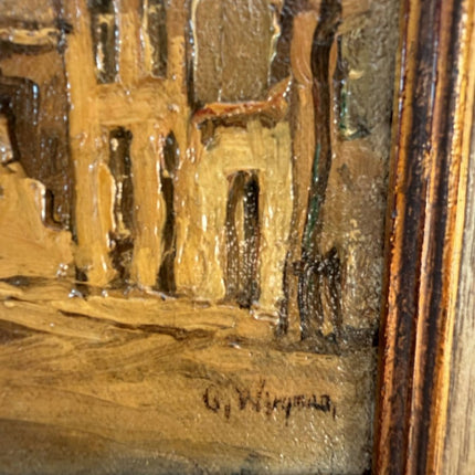 Fine Oil Painting Cityscape "Tower Entrance" Intriguing Small Artwork - Holland Art Shop