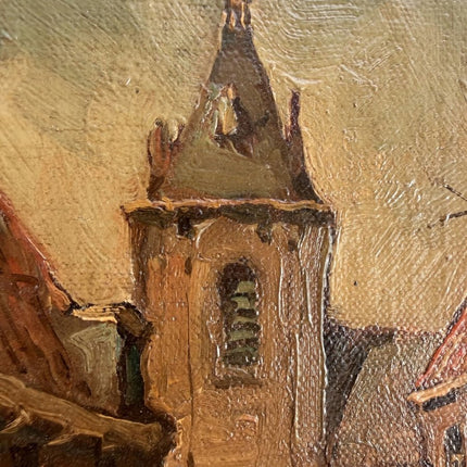 Fine Oil Painting Cityscape "Tower Entrance" Intriguing Small Artwork - Holland Art Shop
